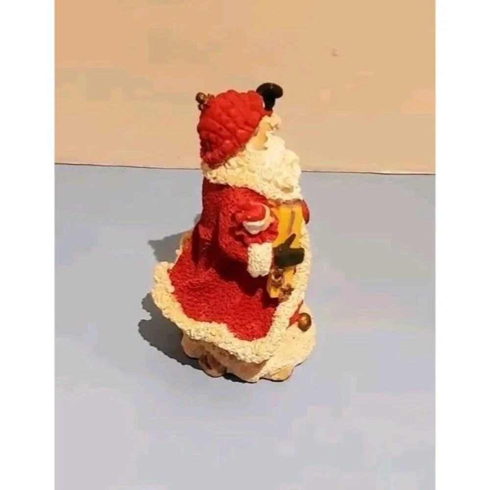 K's Collection Santa Claus Christmas Figurine Holding Toys & Standing Snow Vtg